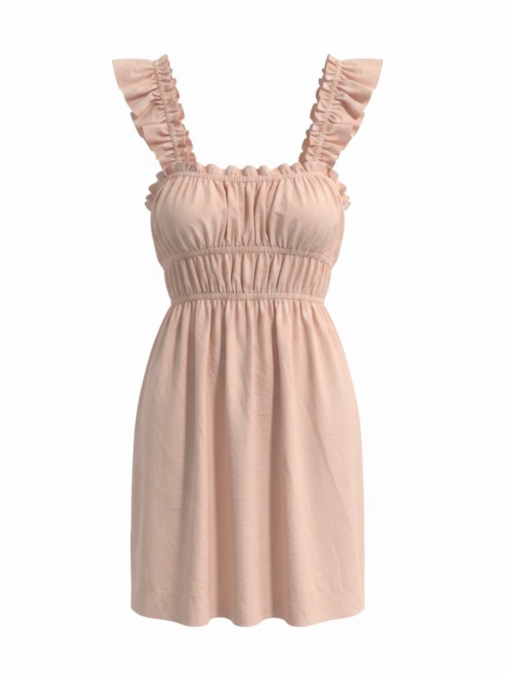 Ruffled Strap Blush Pink Smocked Mini Dress